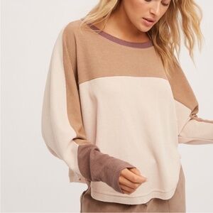 NWT✨ Hem & Thread Color Block Waffle Knit Top | Size Large